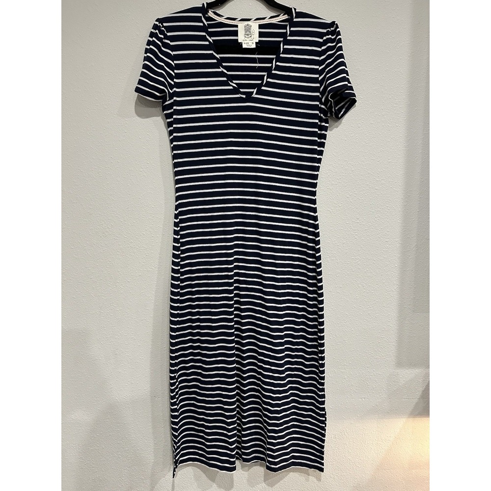 Lilis‎ Closet Women Navy White Striped  Casual Dress Small Long Preppy Stretch